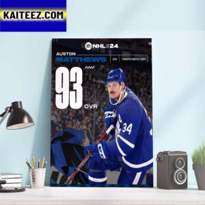 Toronto Maple Leafs Auston Matthews Rating At EA Sports NHL 24 Art Decor Poster Canvas