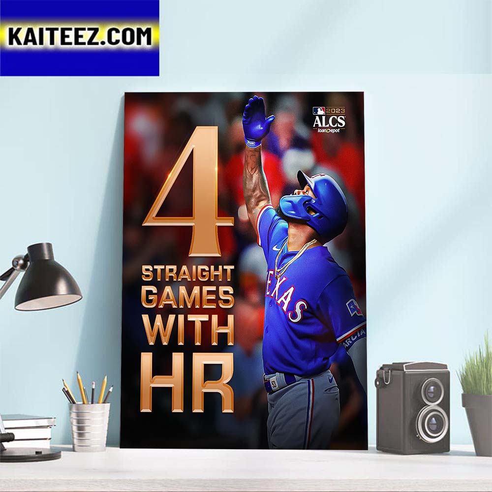 Adolis Garcia 4 Straight MLB Postseason Games With HR Art Decor Poster Canvas
