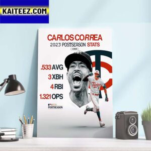 Carlos Correa 2023 Postseason Stats Art Decor Poster Canvas