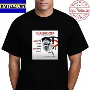 Carlos Correa 2023 Postseason Stats Vintage T-Shirt