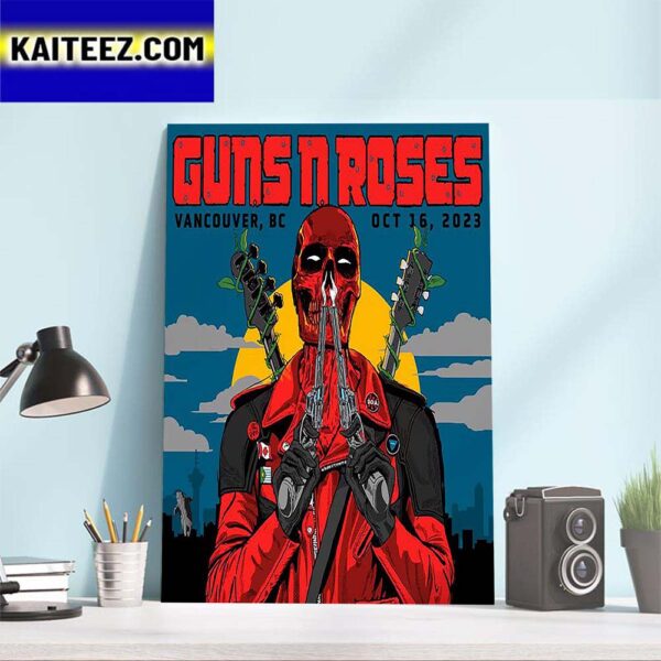 Guns N Roses x Deadpool Skull at Vancouver British Columbia Canada Oct 16th 2023 Art Decor Poster Canvas