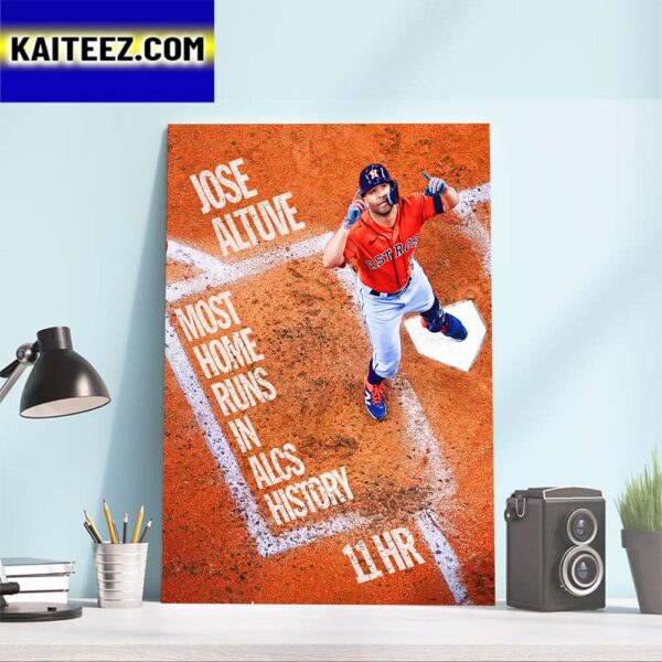 Houston Astros Jose Altuve Most Home Runs In ALCS History With 11 HR Art Decor Poster Canvas