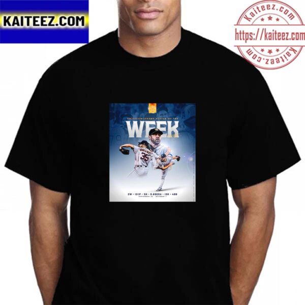 Houston Astros Justin Verlander Is The AL Player Of The Week September 25 To October 1 Vintage T-Shirt