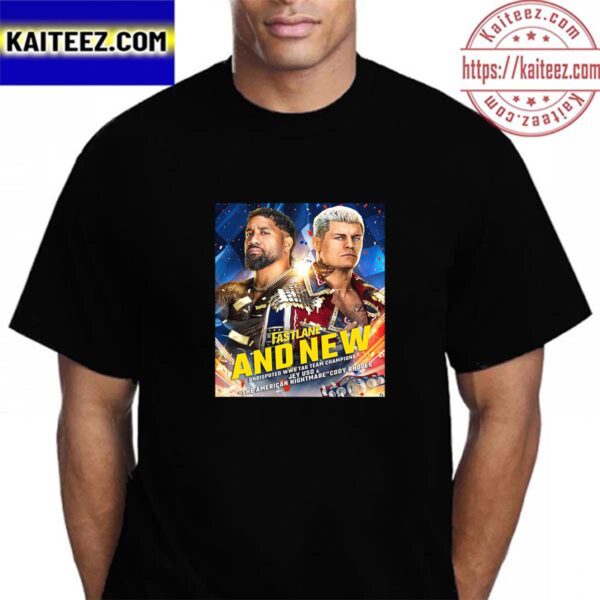 Jey Uso and The American Nightmare Cody Rhodes And New Undisputed WWE Tag Team Champions At WWE Fastlane Vintage T-Shirt