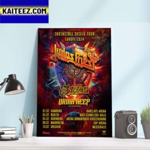 Judas Priest Invincible Shield Tour Europe 2024 on July 2024 Art Decor Poster Canvas