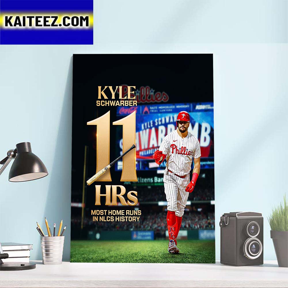 Kyle Schwarber 11 HRs Most Home Runs In NLCS History Art Decor Poster Canvas
