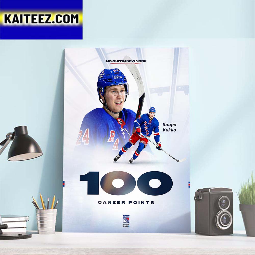 New York Rangers Kaapo Kakko 100 Career Points Art Decor Poster Canvas