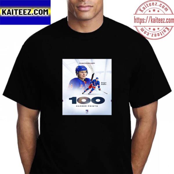 New York Rangers Kaapo Kakko 100 Career Points Vintage T-Shirt