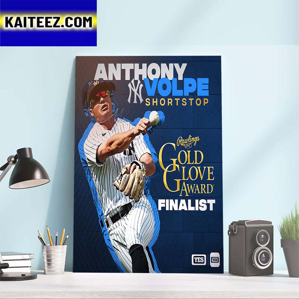 New York Yankees Anthony Volpe 2023 American League Shortstop Gold Glove Finalist Art Decor Poster Canvas