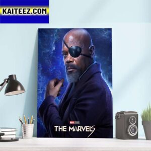 Official Poster For Samuel L Jackson as Nick Fury In The Marvels Movie Of Marvel Studios Art Decor Poster Canvas