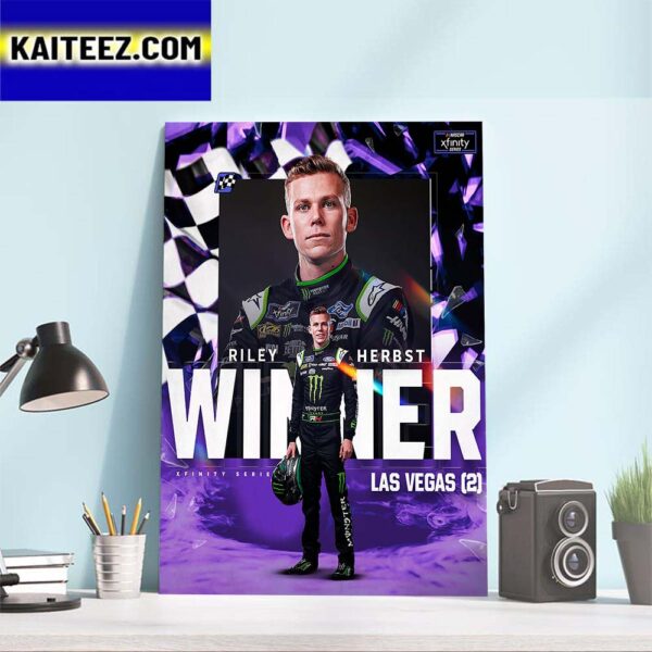 Riley Herbst Winner at Xfinity Series in the NASCAR Playoffs Art Decor Poster Canvas