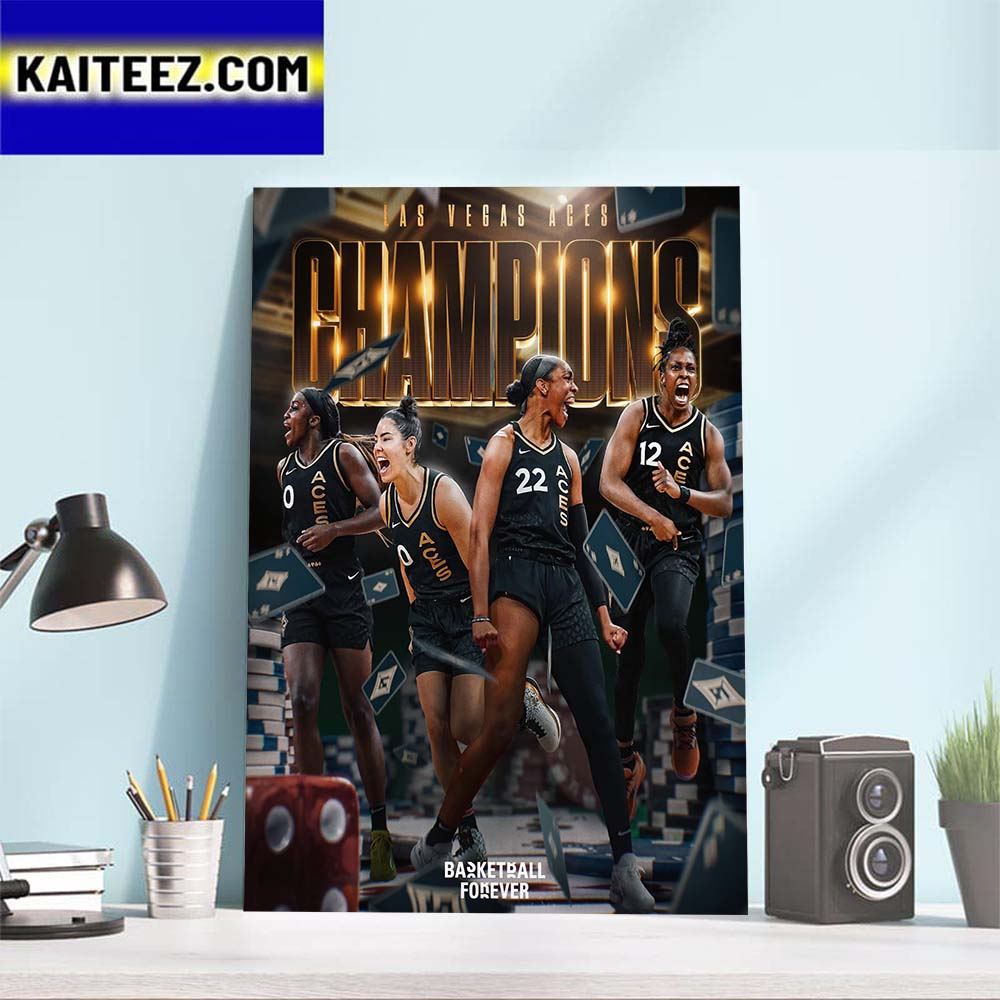 The Las Vegas Aces Defeat The New York Liberty To Win Back-To-Back 2022 2023 WNBA Champions Titles Art Decor Poster Canvas