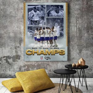 Three In A Row The USMNT Back-to-Back-to-Back Concacaf Nations League Champion Decor Home Art Poster Canvas