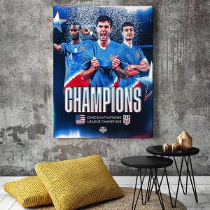USMNT Back-To-Back-To-Back Concacaf Nations League Champions Decor Home Art Poster Canvas