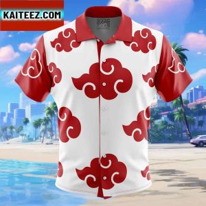 Akatsuki White Naruto Gift For Family In Summer Holiday Button Up Hawaiian Shirt