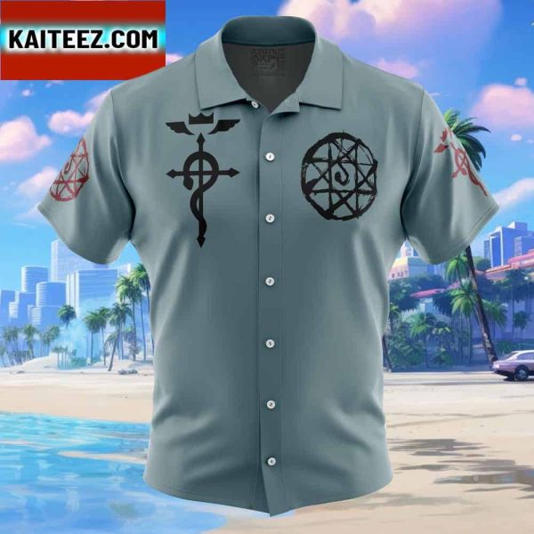 Alphonse V2 Fullmetal Alchemist Gift For Family In Summer Holiday Button Up Hawaiian Shirt