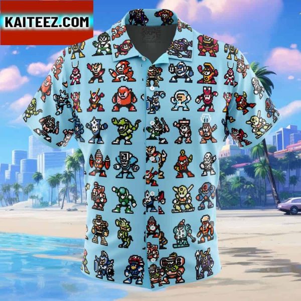 Badguys Mega Man Gift For Family In Summer Holiday Button Up Hawaiian Shirt