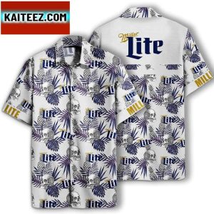 Beer Hawaiian Shirt Miller Lite Skull Pineapple Pattern Black White For Men And Women Aloha Hawaiian Shirt