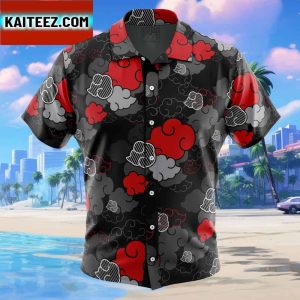 Black Aloha Akatsuki Naruto Gift For Family In Summer Holiday Button Up Hawaiian Shirt