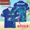 Beer Trendy Hawaiian Shirt Busch Light Hibiscus Flower Pattern Blue White Hawaii Aloha Shirt