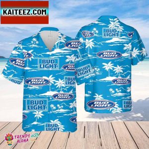 Bud Light Hawaiian Beach Pattern Shirt Hawaii Beer Summer Bud Light Aloha Hawaiian Shirt