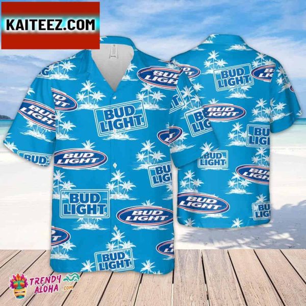 Bud Light Hawaiian Coconut Island Pattern Hawaiian Beer Lover Shirt Classic Flowers Beer Aloha Shirt