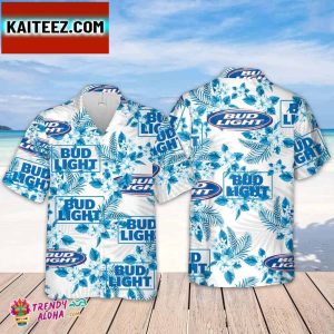 Bud Light Hawaiian Flowers Pattern Shirt Hawaiian Beer Lover Shirt Classic Flowers Beer Aloha Shirt