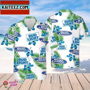 Bud Light Hawaiian Hibiscus Flower PatternTropical Beach Shirt Hawaiian Flower Shirt Hawaiian Beer Shirt