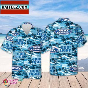 Bud Light Hawaiian Sea Island Pattern Hawaiian Shirt Summer Beer Hawaiian Shirt