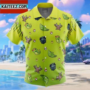 Bug Type Pattern Pokemon Gift For Family In Summer Holiday Button Up Hawaiian Shirt