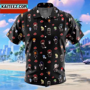Chibi Akatsuki Pattern Naruto Gift For Family In Summer Holiday Button Up Hawaiian Shirt