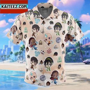 Chibi Avatar Airbender Pattern Gift For Family In Summer Holiday Button Up Hawaiian Shirt