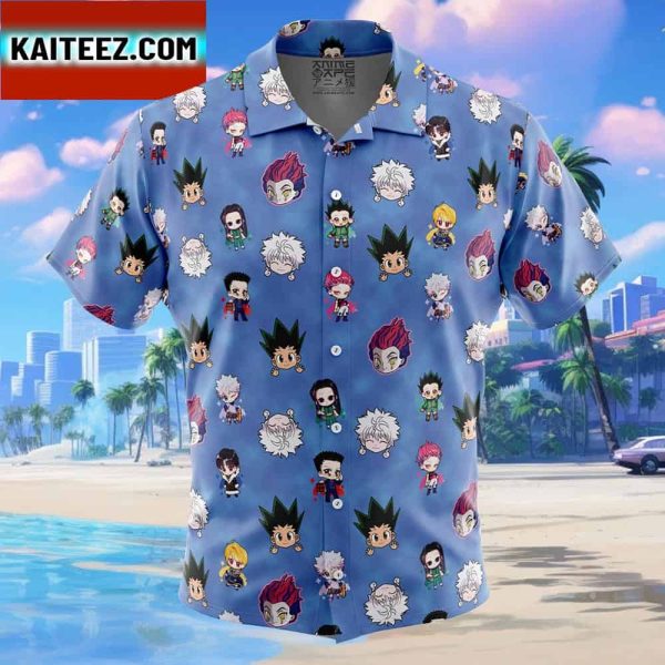 Chibi Hunter x Hunter Characters Pattern Gift For Family In Summer Holiday Button Up Hawaiian Shirt