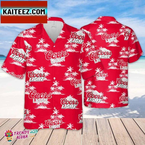 Coors Light Hawaiian Coconut Island Pattern Hawaiian Beer Lover Shirt Classic Flowers Beer Aloha Shirt