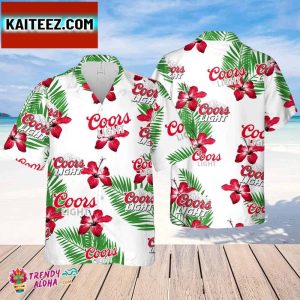 Coors Light Hawaiian Hibiscus Flower PatternTropical Beach Shirt Hawaiian Flower Shirt Hawaiian Beer Shirt