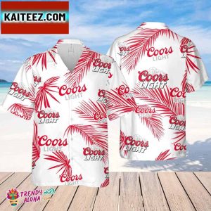 Coors Light Hawaiian Palm Leaves Pattern Shirt Beer Summer Party Hawaiian Shirt Coors Light Beer Shirt