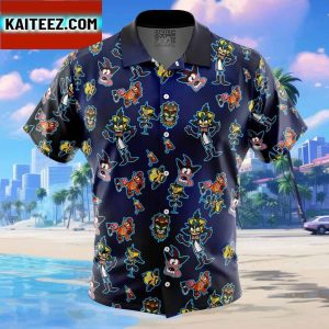 Crash and Dr Neo Pattern Crash Bandicoot Gift For Family In Summer Holiday Button Up Hawaiian Shirt