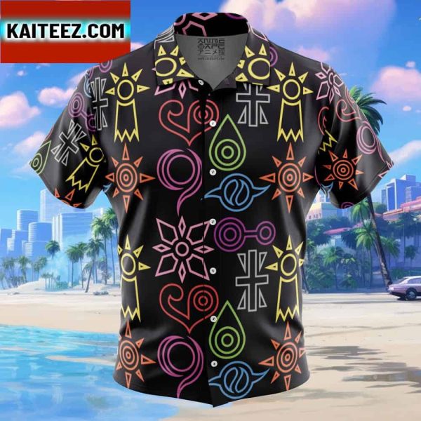 Crest Symbols Digimon Gift For Family In Summer Holiday Button Up Hawaiian Shirt