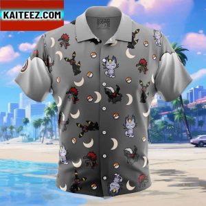 Dark Type Pattern Pokemon Gift For Family In Summer Holiday Button Up Hawaiian Shirt