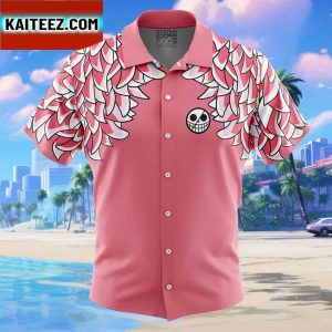 Doflamingo Pattern One Piece Gift For Family In Summer Holiday Button Up Hawaiian Shirt