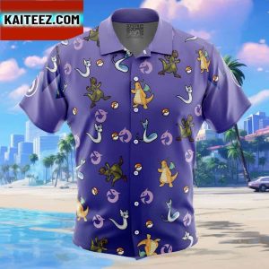 Dragon Type Pattern Pokemon Gift For Family In Summer Holiday Button Up Hawaiian Shirt