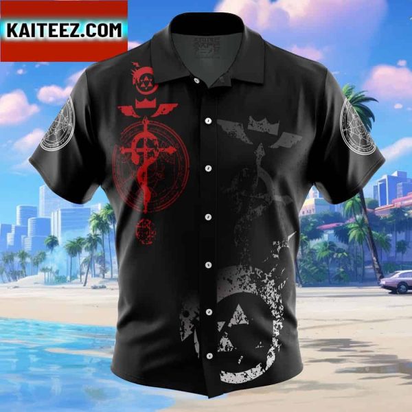 Edward Elric V2 Fullmetal Alchemist Gift For Family In Summer Holiday Button Up Hawaiian Shirt