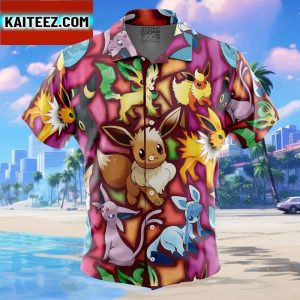 Eevee Evolutions Pokemon Gift For Family In Summer Holiday Button Up Hawaiian Shirt