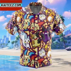 Electric Rodent Type Pokemon Pokemon Gift For Family In Summer Holiday Button Up Hawaiian Shirt