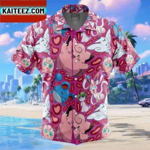 Fairy Type Pokemon Pokemon Gift For Family In Summer Holiday Button Up Hawaiian Shirt