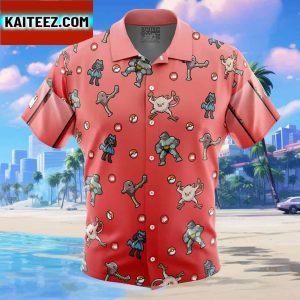 Fighting Type Pattern Pokemon Gift For Family In Summer Holiday Button Up Hawaiian Shirt