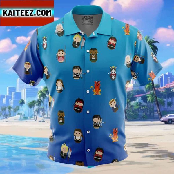 Final Fantasy 7 Pattern Gift For Family In Summer Holiday Button Up Hawaiian Shirt