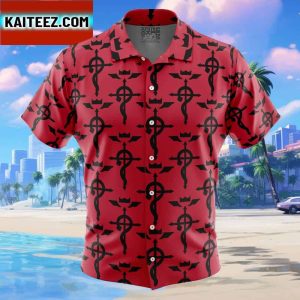 Flamels Cross Fullmetal Alchemist Gift For Family In Summer Holiday Button Up Hawaiian Shirt