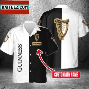 Guinness Beer Design On Tropical Hawaiian Shirt