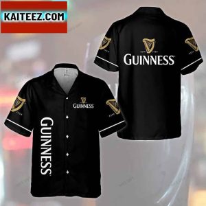 Guinness Beer Full Blakc Aloha Hawaiian Themed Vacation Shirt